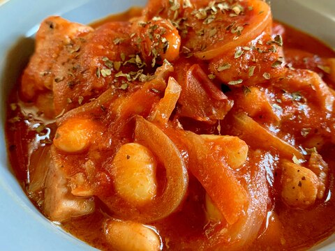 鶏肉と大豆のトマト煮込み